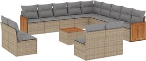 vidaXL 14 részes bézs polyrattan kerti ülőgarnitúra párnával