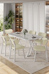 Axton étkezőgarnitúra, fehér-krém, 168 cm – TR240CHR2714