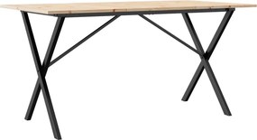 vidaXL tömör fenyőfa és acél étkezőasztal X-vázzal 140x80x75 cm