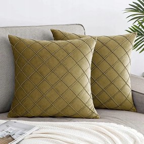 Párnahuzat 50 x 50 cm Dekoratív Plüss Sárga Ochra 2 db