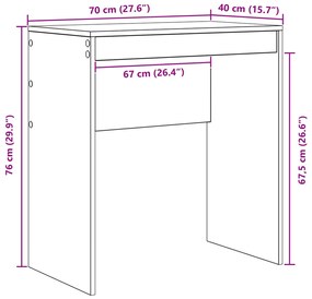 vidaXL Íróasztal Fehér Szerelt fa 70 x 40 x 76 cm Egyszerű Íróasztal