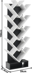 könyvespolc, fehér/fekete, VEVEY