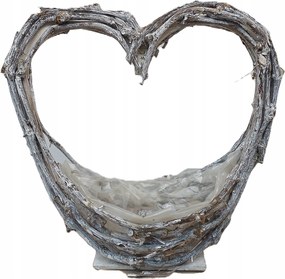 Fonott fa virágtartó, ajándéktárgy Szív Szürke 34x34 cm