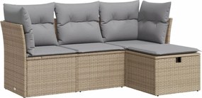 vidaXL 4 részes bézs polyrattan kerti ülőgarnitúra párnákkal