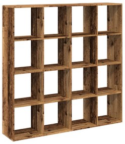 antik fa színű szerelt fa könyvszekrény 137,5 x 29 x 137,5 cm