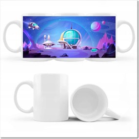 Nyomott mintás bögre Űrváros egy idegen bolygón