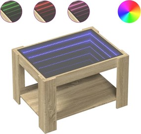 vidaXL sonoma tölgy szerelt fa dohányzóasztal LED-del 73 x 53 x 45 cm