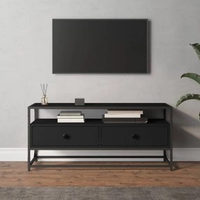 Fekete szerelt fa TV-szekrény 100 x 35 x 45 cm