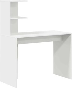 vidaXL Asztal polcokkal tárolóval Fehér 102 x 50 x 124 cm Faanyag