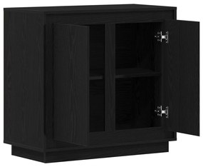 Oldalszekrény Fekete Tölgy 80x34x75 cm Műszaki Fa