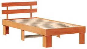 Ágykeret Fejtámlával Gyantázott barna 90x200 cm Tömör Fa Fenyő