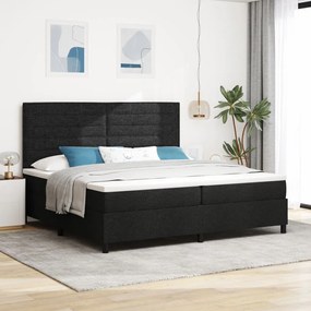Box Spring Ágy Matraccal Fekete 200x200 cm Szövet