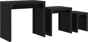 vidaXL Dohányzóasztal 3 pcs Fekete tölgy Faanyag