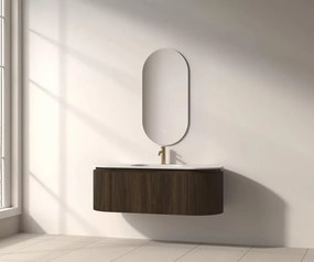 AREZZO design SELINA 120 cm-es ovális alsószekrény solid surface mosdóval, dió