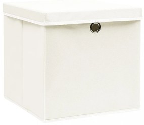 4 db fehér szövet tárolódoboz fedéllel 32 x 32 x 32 cm