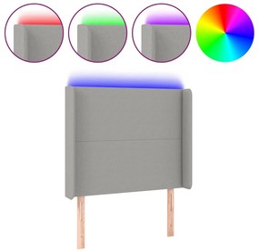 világosszürke szövet LED-es fejtámla 93x16x118/128 cm