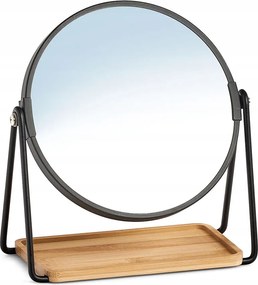 Kozmetikai tükör, 1x 2x, bambusz/fekete