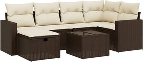 vidaXL 7 részes barna polyrattan kerti ülőgarnitúra párnákkal