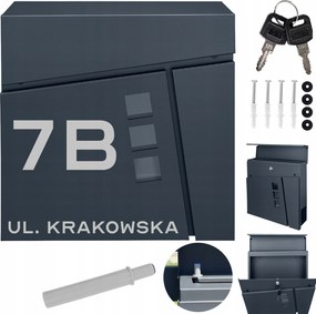 Nagy Postaláda Házszámmal Antracit Acél Utcai Szám