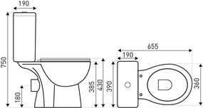 Niagara Duo monoblokkos rimless WC hátsó kifolyással ülőkével