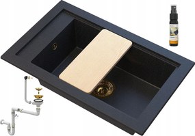 Fekete Gránit mosogató Arany Szemcsékkel