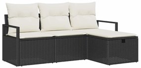 Kerti Kanapé Szett 4 pcs Fekete és krémszínű 175 x 117 x 85 cm