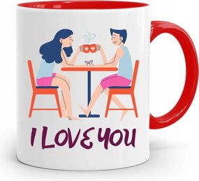 Piros Bögre Lányoknak I Love You nyomott mintával