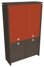Verno magas szekrény 128 x 46 x 210 cm, kombinált ajtó, antracit tölgy / narancs
