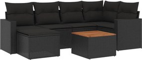 vidaXL 7 részes fekete polyrattan kerti ülőgarnitúra párnával