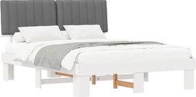 vidaXL Ágykeret Kárpitozott Fejtámlával Világosszürke 150 x 200 cm