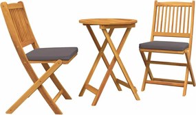 vidaXL Kert Bistro Készlet 3 pcs Barna Tömör Akácfa