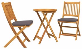 vidaXL Kert Bistro Készlet 3 pcs Barna Tömör Akácfa