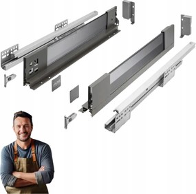 Fiók Gtv Axis Pro Glass 500 mm, alacsony H-86 oldal üveggel, antracit