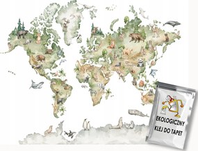 Fotótapéta Flizelina Gyerekek Térkép Világ Állatok Földrajz 150x105 ragasztó