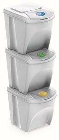 Sortibox Szelektív hulladékgyűjtő kosarak 25 l, 3 db, fehér IKWB20S3 S449