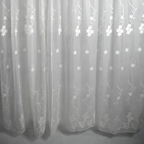 Brigida Fehér Organza függöny 250 x 300 cm virágmintás