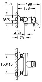 GROHE 23786000 - START CLASSIC 150 mm-es zuhanycsaptelep, fényes króm