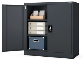 Alacsony fém irattartó szekrény BEATA, 900 x 930 x 400 mm, antracit