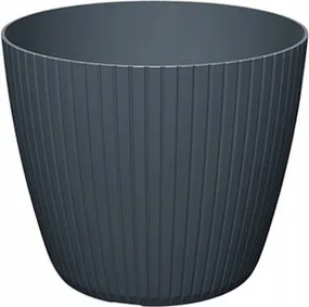 Műanyag kaspó antracit 17,8x14,9 cm fedő bordázott