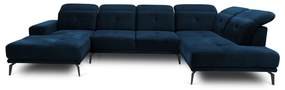Kék bársony sarokkanapé (jobb oldali-U alakú) Bretan – ELTAP