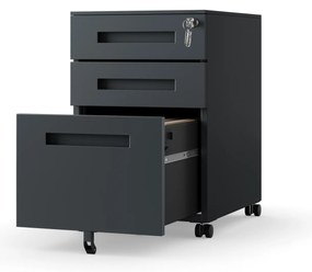 KATE görgős konténer íróasztal alá – 390 x 600 x 500 mm, antracit színű