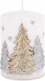 Fehér Gyertya Karácsonyfa Csillag Csillámos Henger 10x7cm Karácsonyi Ajándék