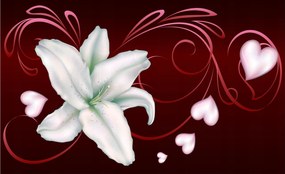 Flizelin fotótapéta Liliomok és szívek Elegancia és romantika 350x250 +ragasztó