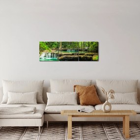 Kép - Erawan vízesés Kanchanaburiban, Thaiföldön (órával) (90x30 cm)