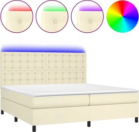 vidaXL krémszínű műbőr rugós ágy matraccal és LED-del 200x200 cm