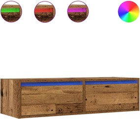 vidaXL TV szekrény LED világítással régi fa 100X35,5x25 cm