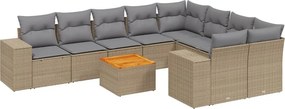 vidaXL 10 részes bézs polyrattan kerti ülőgarnitúra párnával