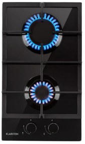 Klarstein Ignito Domino, gázfőzőlap, 2 Sabaf égő, üvegkerámia, fekete