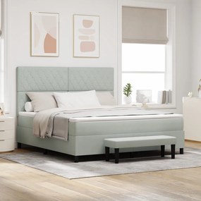 Box Spring Ágy Matraccal és Paddal Világosszürke 180x200 cm Bársony