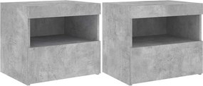 vidaXL 2 db betonszürke éjjeliszekrény LED-fényekkel 50x40x45 cm